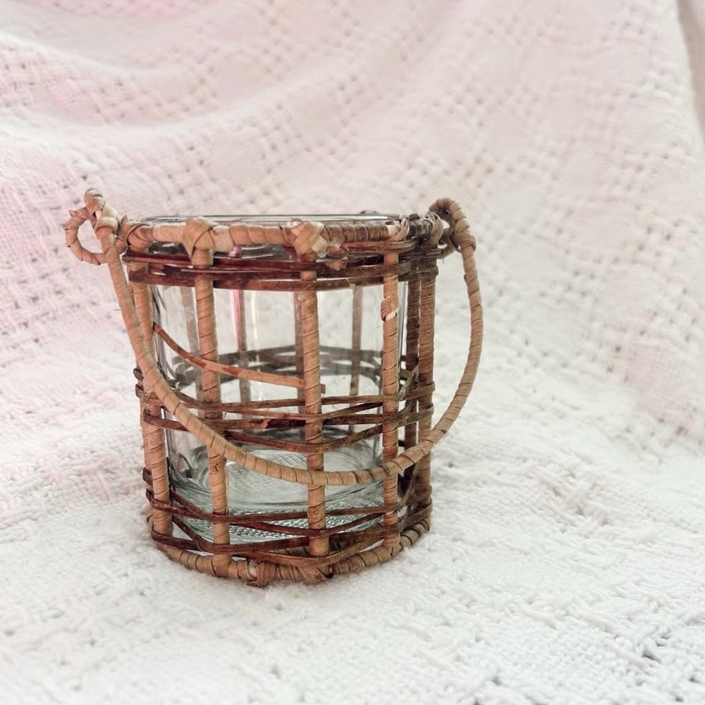 Woven Rattan Candle Holder
